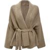 European and American Style Lace-up Bathrobe Style Knitted Sweater Women's Autumn and Winter Lazy Style Loose Sweater Jacket Medium and Long Cardigan