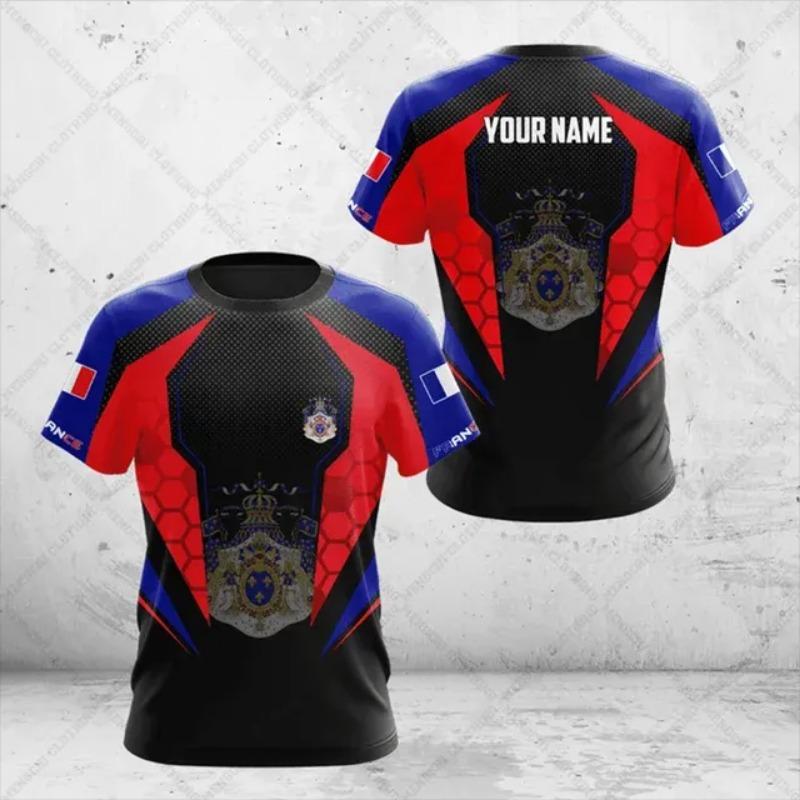 France Emblem Skull Graphic Custom Tees Summer Casual Streetwear Men's Fashion O-neck T-shirts Boys Oversized Short Sleeve Tops