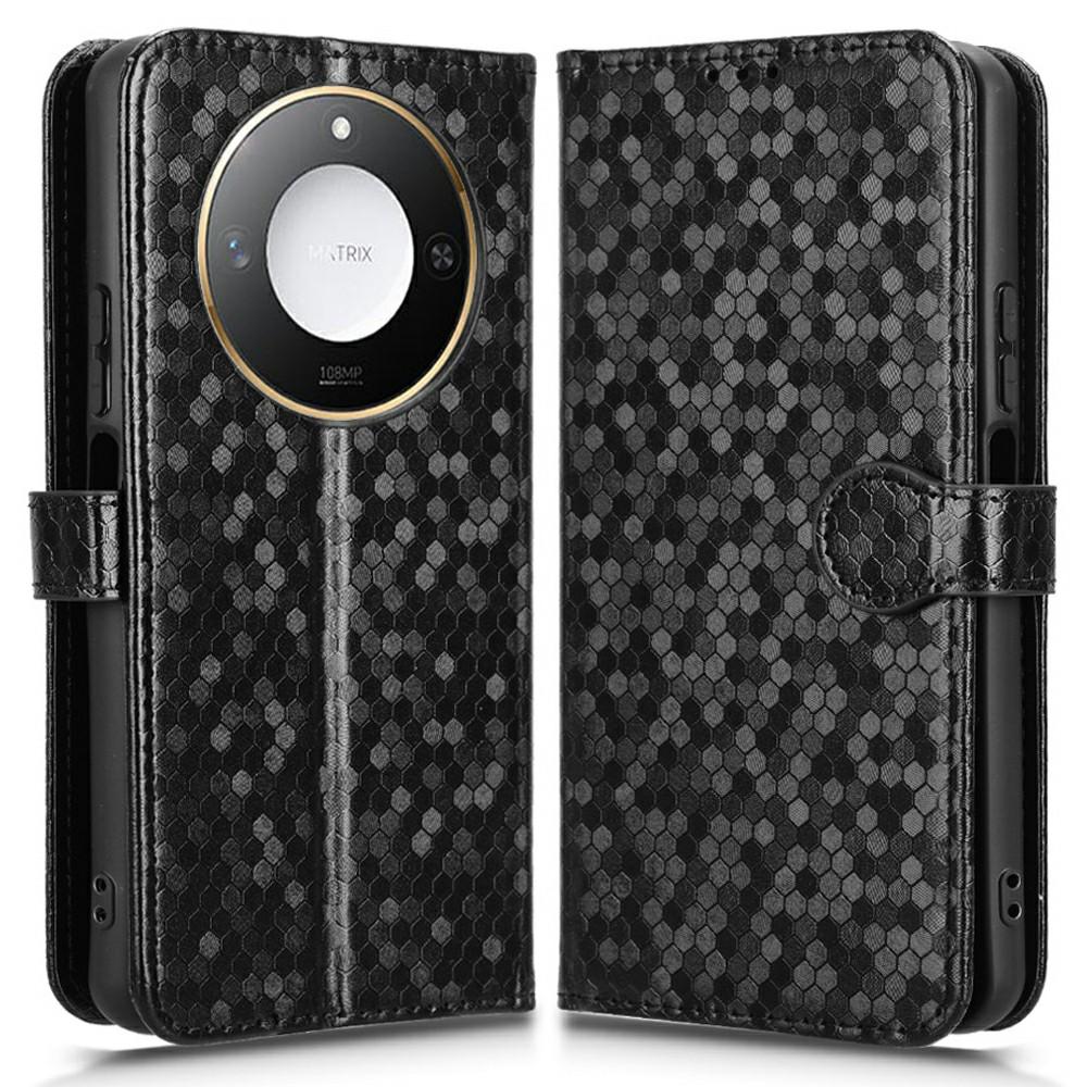

For Honor X9c Smart 5G/X60 5G Wallet Case Dot Pattern Imprint PU Leather Phone Cover Black