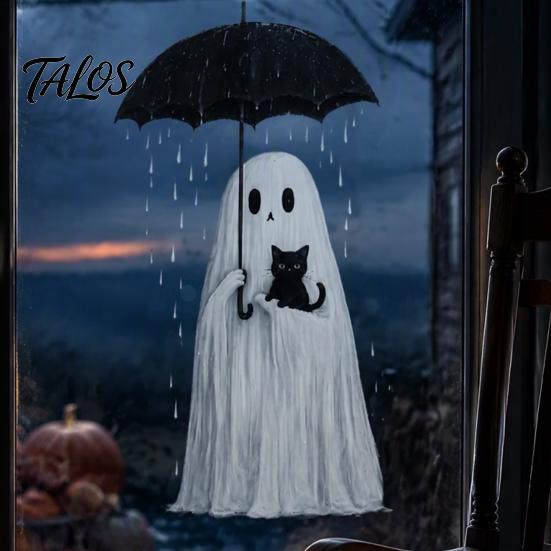 Removable Window Stickers Halloween Witch/Ghost Clings, Static Glass Stickers, Waterproof PVC Decals, Film Decorative for Home Store And Holiday Party