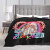 Karol G Flannel Blankets Singer Pink Hair Warm Soft Throw Blanket for Outdoor Travel Graphic Bedspread Sofa Bed Cover