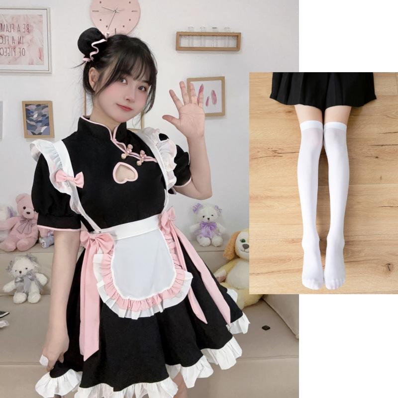 Chinese style maid outfit COS hollow new Chinese cheongsam maid uniform suit dress
