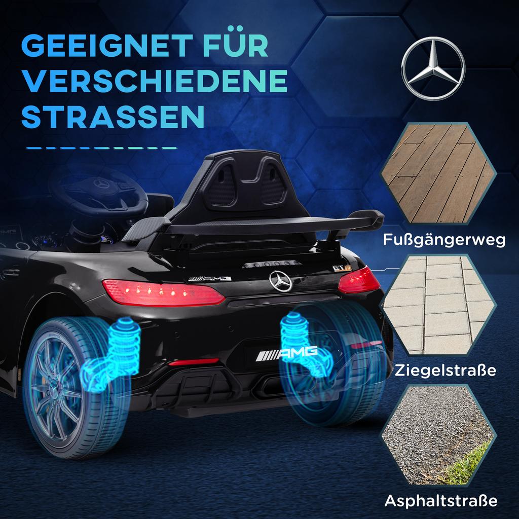Elektrisches Kinderauto, Mercedes, 3-5 km/h, Fernbedienung, Lichter & Musik, schwarz