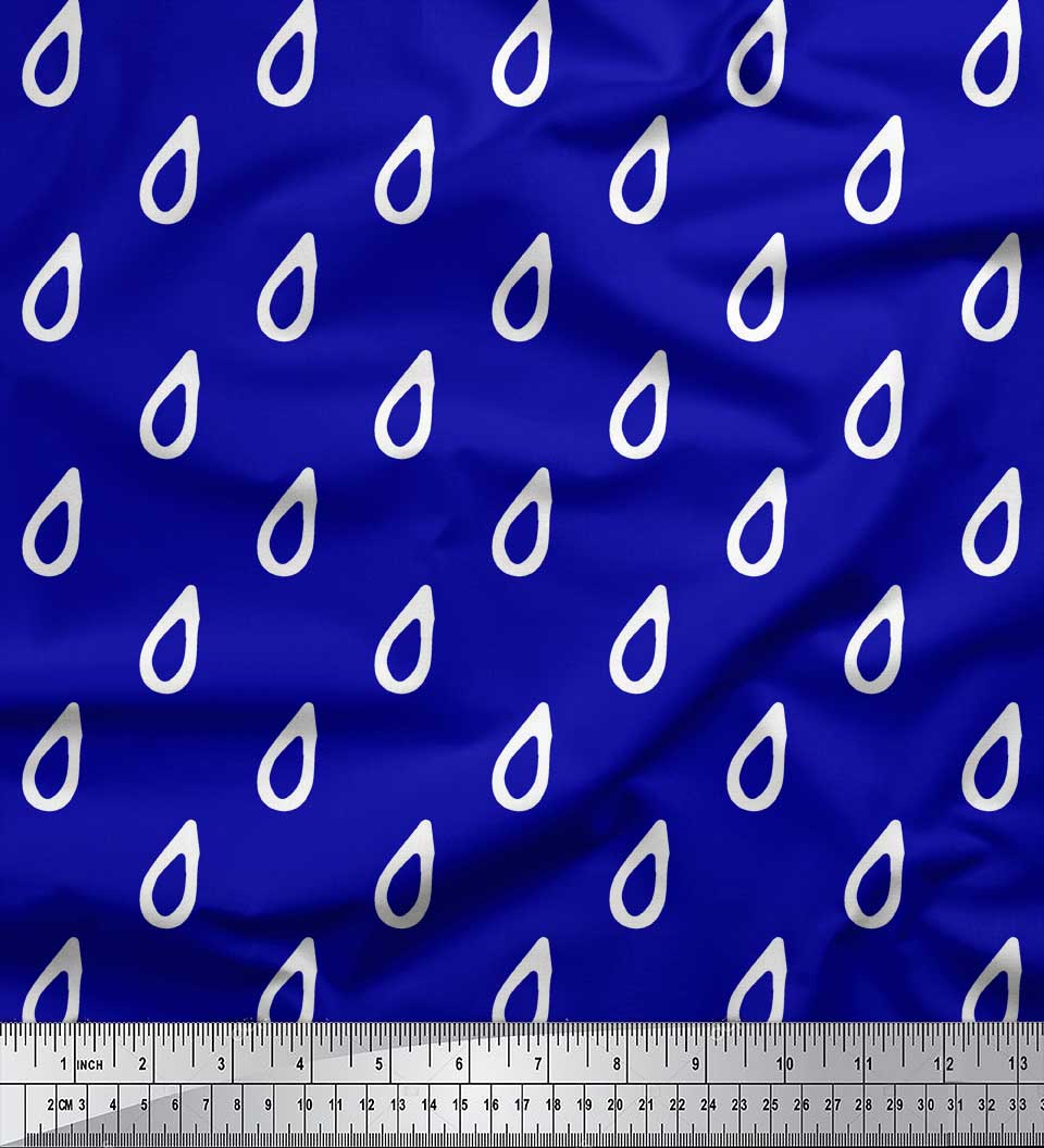 

Soimoi Gray Japan Crepe Satin Fabric Waterdrops Nature Printed Craft Fabric by the metre 42 Inch 42 Inch Wide - Poly Crepe синій