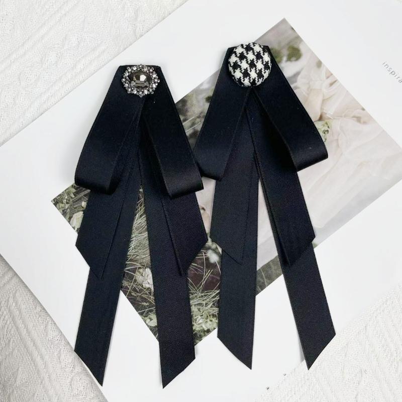 Black Fabric Bow Brooches For Women College Style Collar Flower Lapel Pins  Necktie  Jewelry Gifts