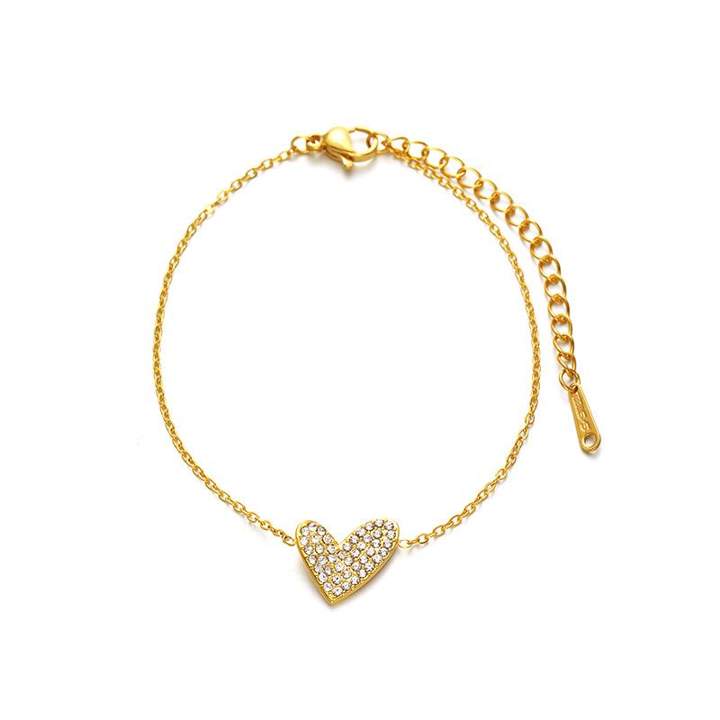Elegant Micro Pave Zirconia Collarbone Necklace Bracelet Set Heart Pendant Jewelry For Women Gift