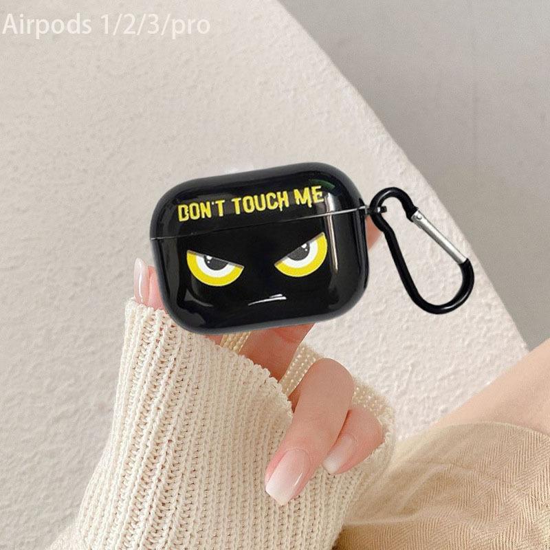 Black Emoji Creative AirPods Apple Earphone Case, Wireless Bluetooth Protective Case, Transparent Earphone Case