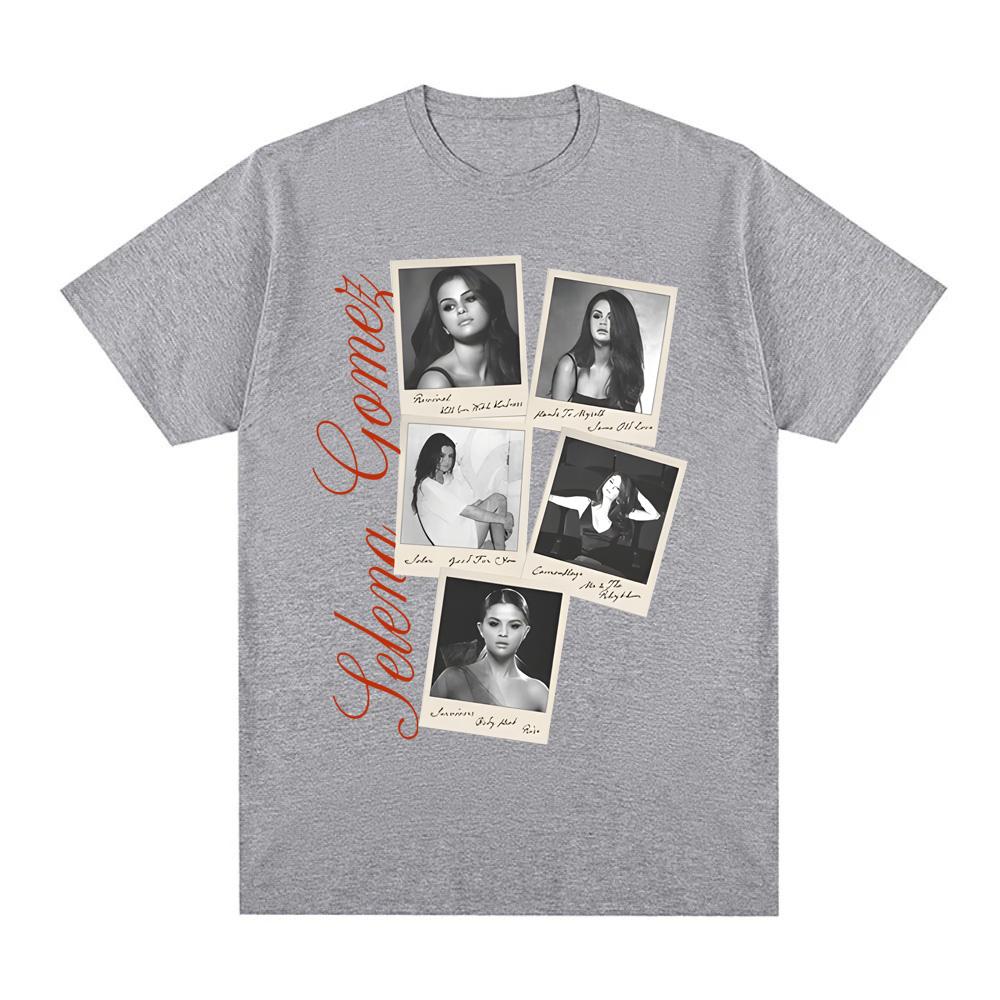 REVIVAL POLAROID T-SHIRT  Selena Gomez  Fashion Vintage New 100%cotton Tops Goth Grunge O-neck High Quality Female/Male Tshirt
