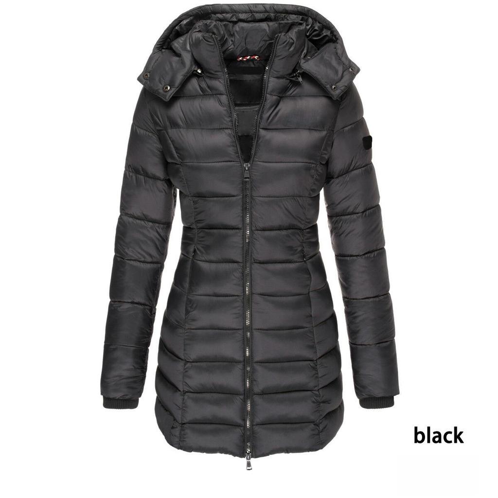 Women's Mid-Length Slim-Fit Winter Coat Warm Down-Filled Cotton Jacket
