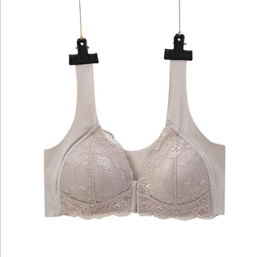 Plus Size Seamless Lace Nursing Bra with Front Buckle & U-Shape Back