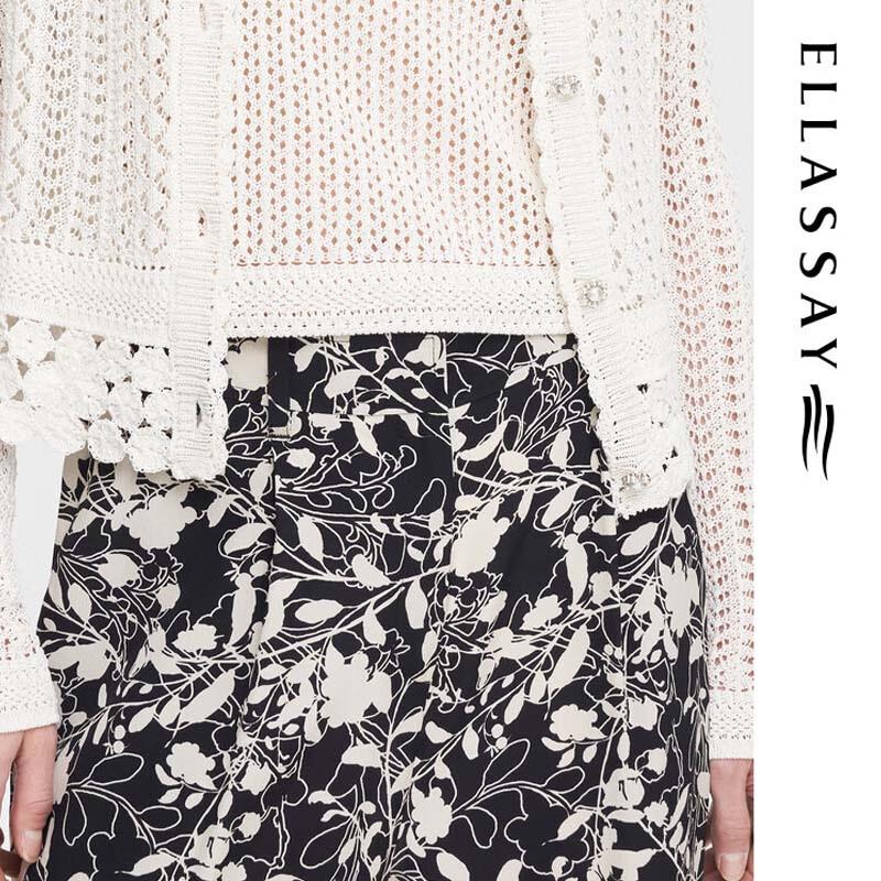 ELLASSAY Women's Mulberry Silk Printed Wide-Leg Pants