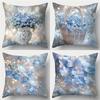 Blue Flowers Adorned PillowcaseSuitable for Sofa Car Bedroom Decorative Cushion Cover Pillow Cover