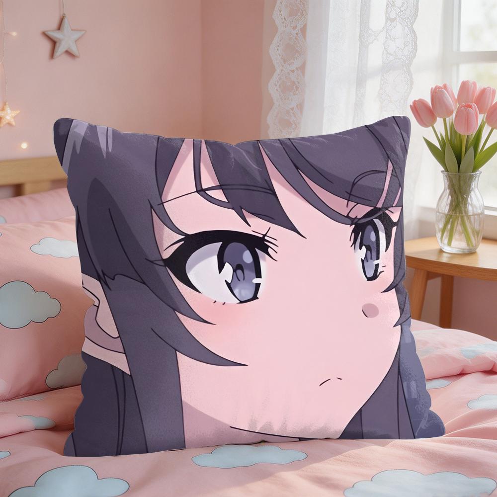 Mai SakurajimaS Anime Prints Cushion Cover Square Short Plush Pillow Case Living Room Sofa Home Decor Funda X