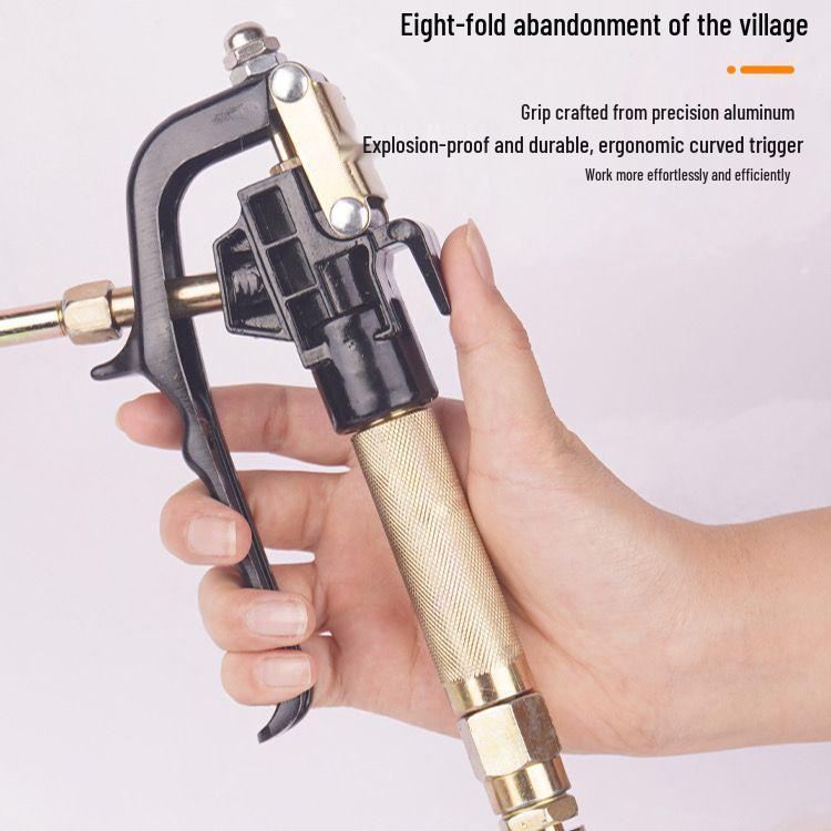 Universal High-Pressure Pneumatic Electric Grease Gun Nozzle with Aluminum-Iron Grip and Accessories