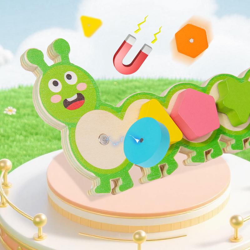 Caterpillar Wooden Shape Matching Logic Toy for Early Education