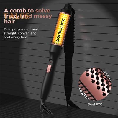 Wired Curling Brush Multi-functional Thermal Brush Fast Heating Negative Ion Round Brush Electric Hair Straightening Curling Wand Tools