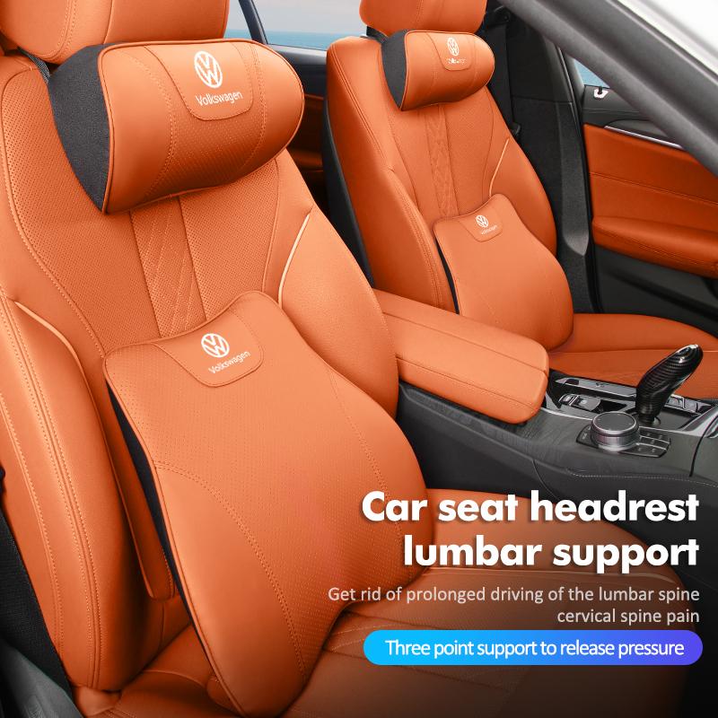 Valve Stems Caps For Volkswagen VW Car Back Pillow Napa Leather Memory Cotton Headrest Lumbar Support Scirocco Passat Polo B5 B6 QQ2