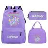 Animation Cartoon Printing Student Trend Large Capacity Backpack Casual School Bag Meal Bag Pencil Bag Three-piece Set