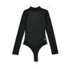 Body da donna YPFF alla moda con colletto alto e rete: Top a strati sexy trasparente a maniche lunghe slim fit