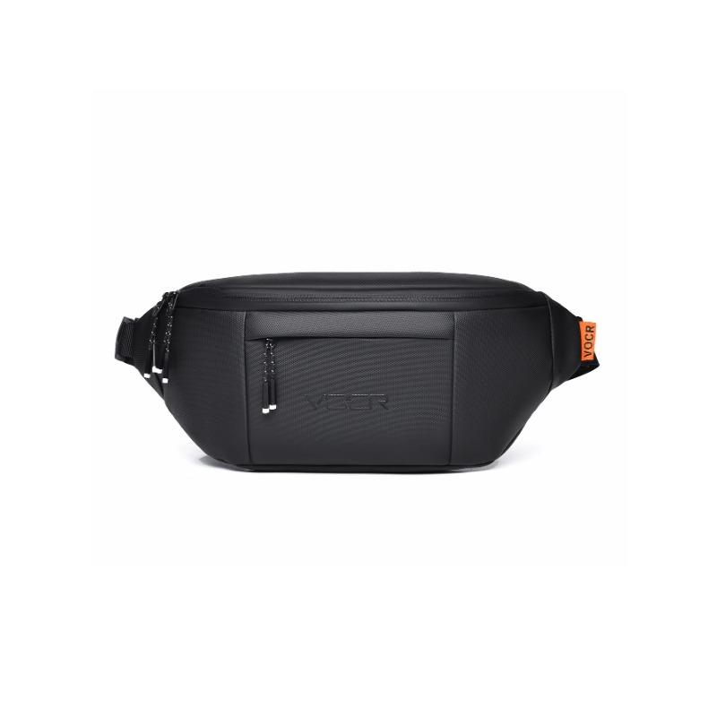 New waterproof leather film breast bag men's trendy outdoor fanny bag casual shoulder chest bag men's messenger bag
