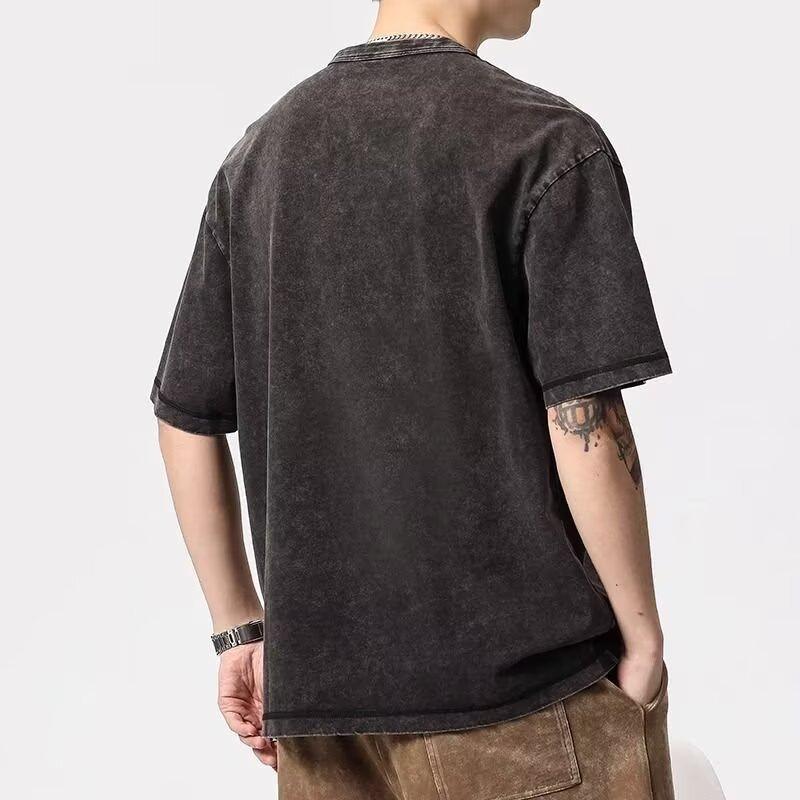 Men's printed short-sleeved t-shirt men's tide summer loose five-minute sleeve trend ins simple printed half-sleeved tops
