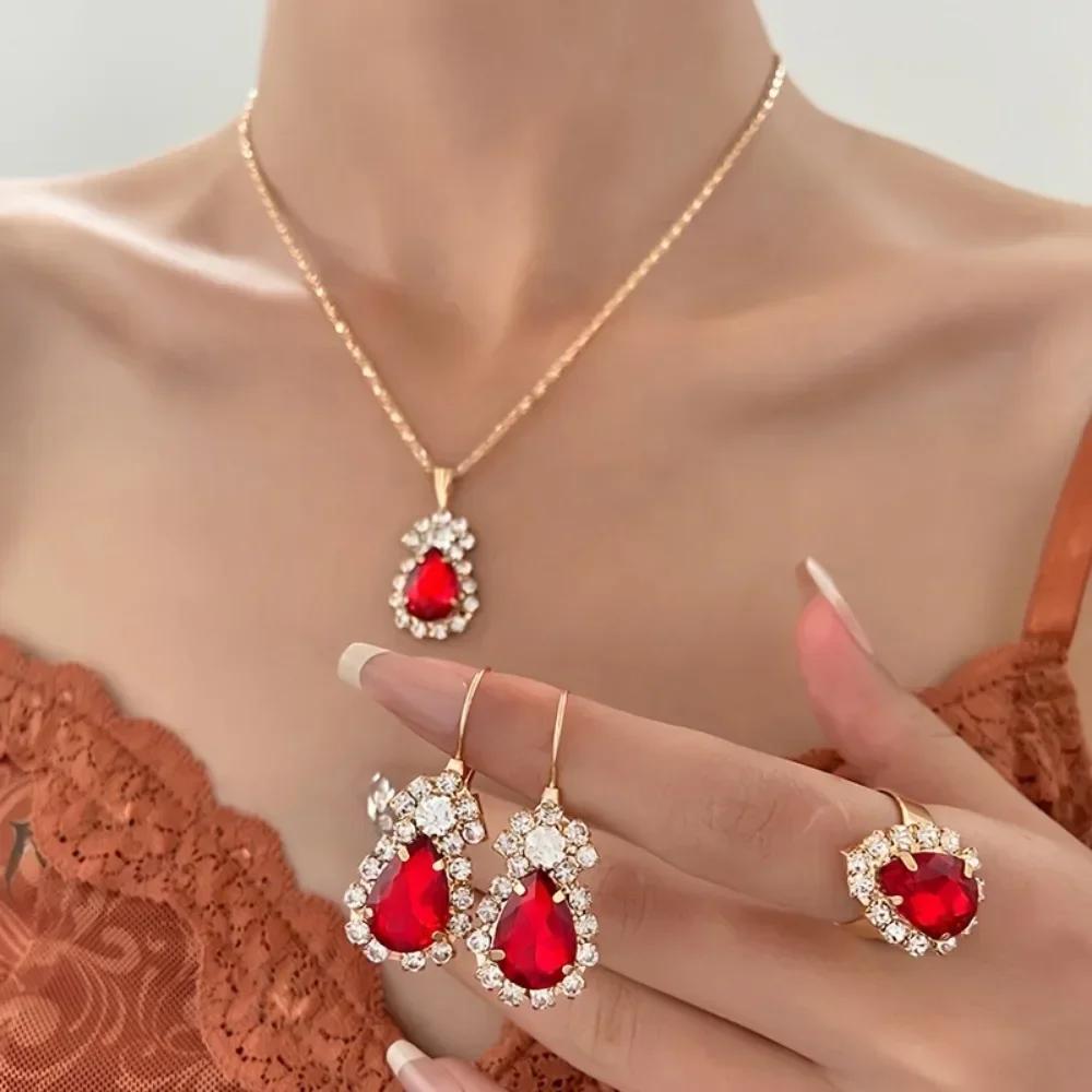 Luxury Heart-Shaped Women - Zinc Alloy, Synthetic Zircons, Perfect for Party, Valentine's Day, and Any Occasion  Zircon Sets