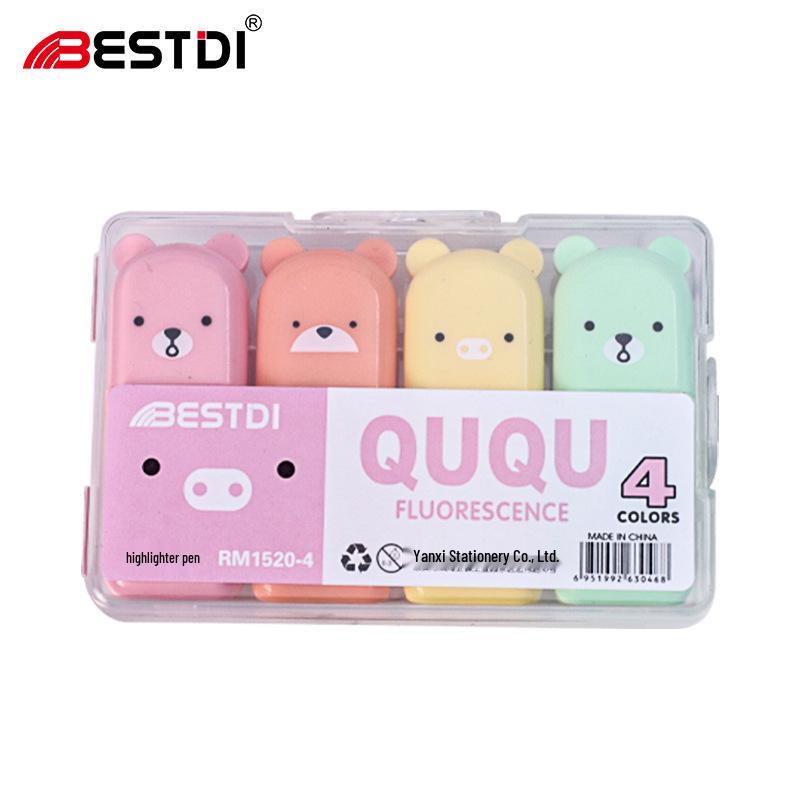 

Creative Bear-Shaped Mini Highlighter Set - Colorful Glitter Markers for Study Notes