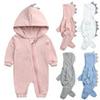 Autumn Winter Fleece Baby Jumpsuit: Cartoon Animal Footed Romper