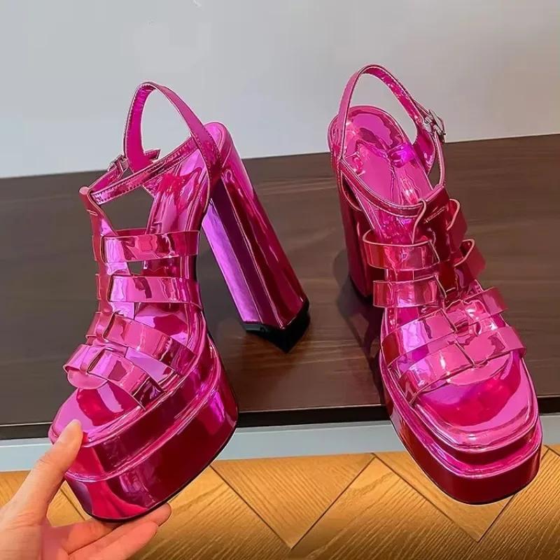 Fashion 2024 Ladies High Heels Double Waterproof Platform Sandals for Women Luxury Brand Designer Summer Party Chunky Pumps and Shoes