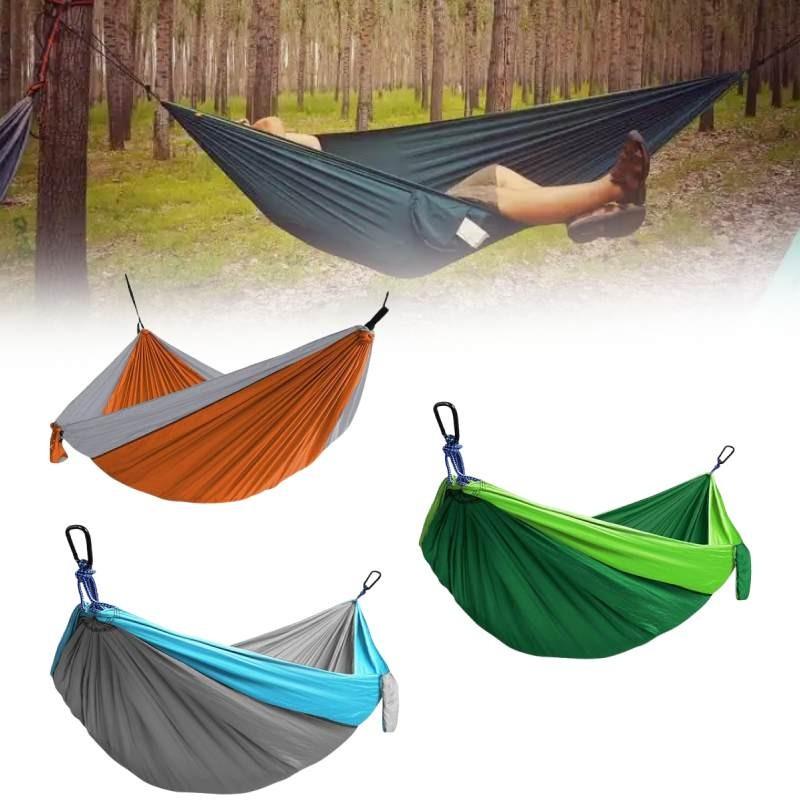Double Nylon Hammock With Parachute Fabric For Outdoor Camping And Portable Use