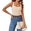 European & American 2026 Women's Retro Square Neck Ribbed Slim-Fit Summer Tank Top
