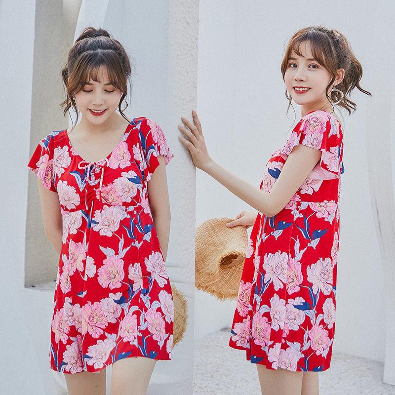 

Женский цельный купальник большого размера, закрывающий живот и похудевшую свободную юбку Цельный купальник для отдыха на пляже Купальник для плавания Женский купальник с юбкой L