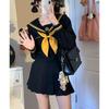 Longpen School Authentic Sailor Lolita Yellow Pleated Classic Cosplay Long JK Sailor School Lolita Costume for Photo Cultural Halloween Uniform, Suit,