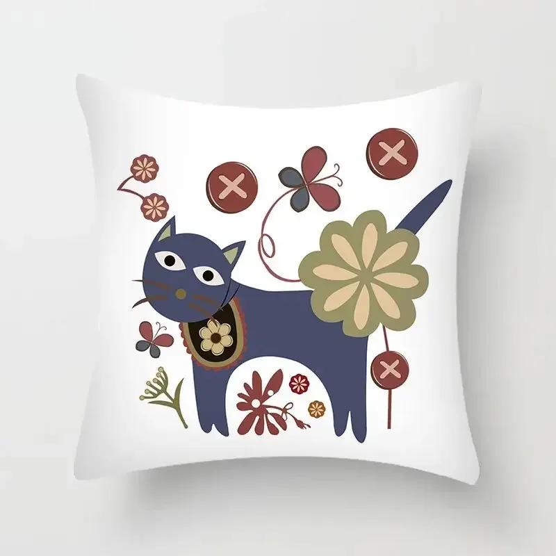 

Мультяшный Милый Чехол на Подушку Hello Cat Современный Чехол на Подушку для Спальни и Дивана Дизайн с Животными Домашний Декоративный Полиэстеровый Чехол на Подушку 66x66cm