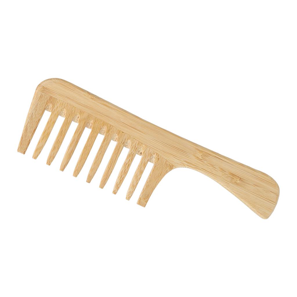 Bamboo Wide Tooth Comb with Handle Large Tooth Anti Static Curly Hair Shampoo Detangling Hair Comb