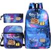 Fun Fat Cat Pattern Large Capacity Outdoor Leisure Travel Bag Student Pencil Bag Double Shoulder Schoolbag Three-Piece Set