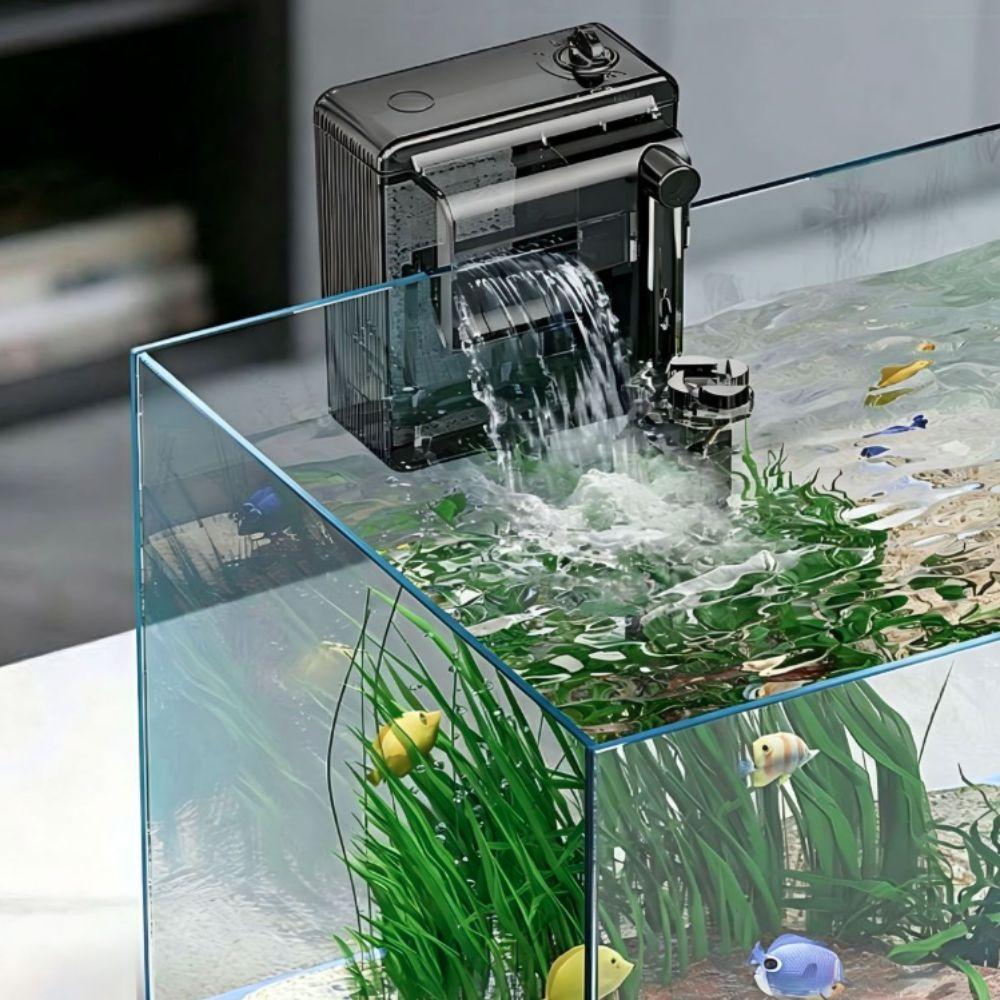3 in 1 Wall-Mounted Fish Tank Filter Adjustable Flow Rate Circulating Filter Waterfall Filter USB Silent Water Pump Deodorizing