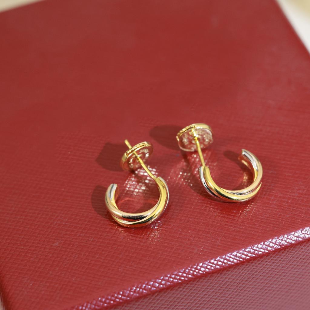 Three-ring Three-color Earrings Half-hoop Design Crafted with Precision Suitable for Gift-giving and Everyday Wear, Made of Hypoallergenic Material