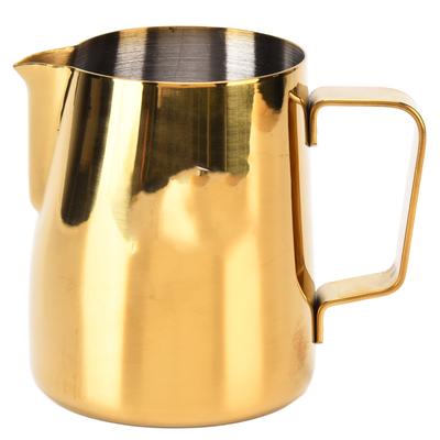 380ML Coffee Pitcher Cup Bright Gold Stainless Steel Coffee Milk Frothing Cup for Restaurant Home