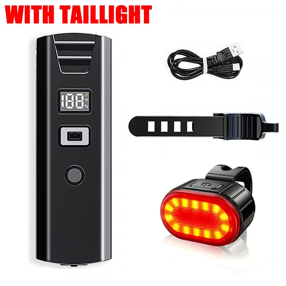 Powerful Bicycle Induction Head Light with Power Display USB Rechargeable MTB Bike Front Light for Night Outdoor Cycling Safety