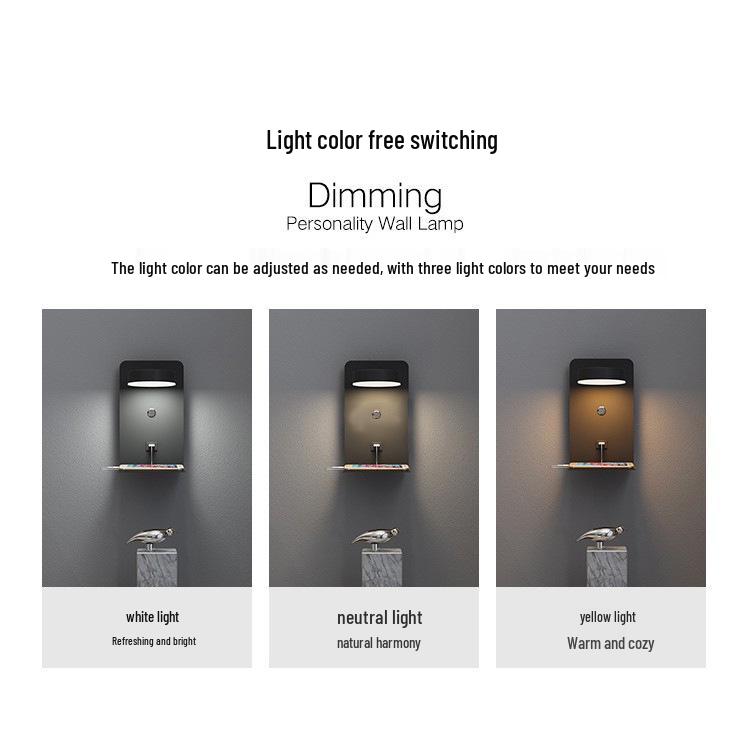 USB Charging LED Wall Lamp: Dimmable Bedroom and Study Light, No Wiring Needed