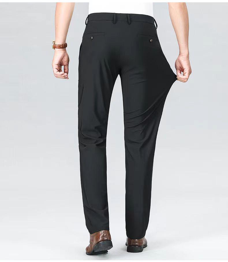 Calças masculinas elásticas pretas casuais de negócios