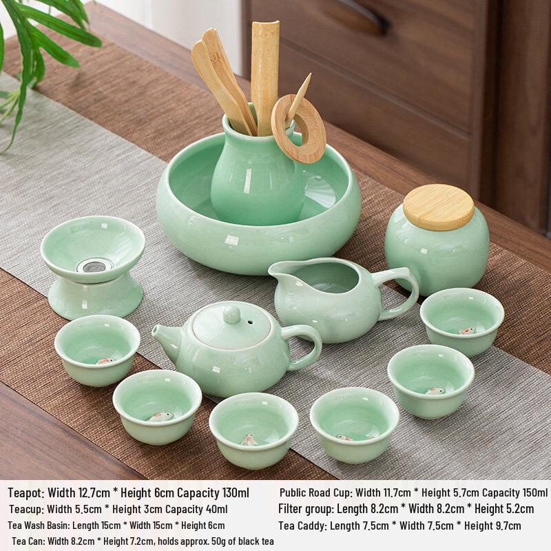 Celadon Carp Ceramic Kung Fu Tea Set