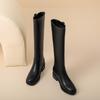 Krazing Pot Cow Split Skin Round Toe Med Heels Knight Boots Size 46 Size 45 Zip Plus Size Women Sewing Thigh High Boots