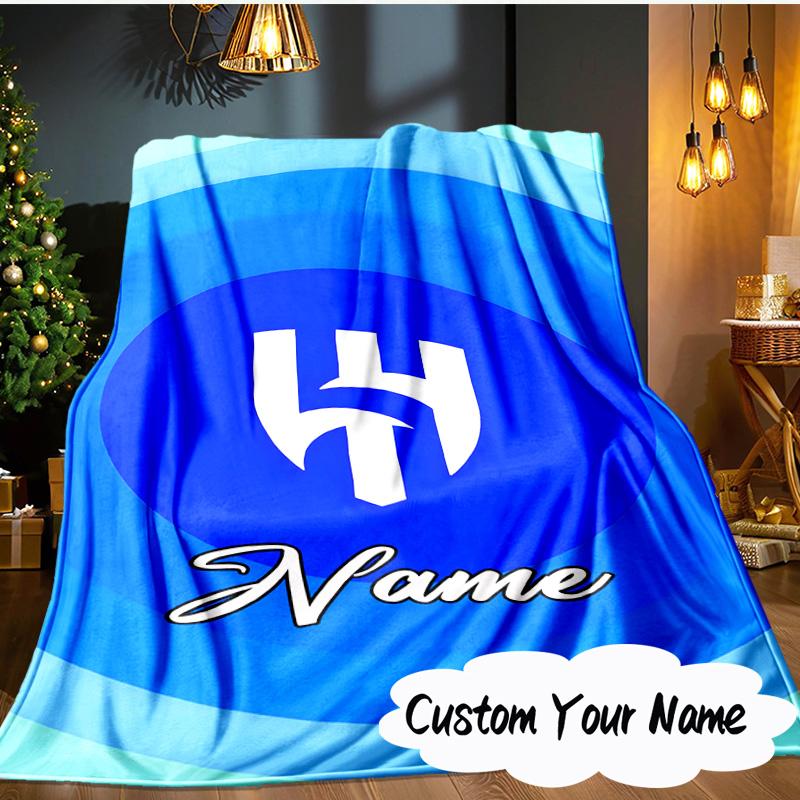 Custom Name Al Hilal Logo Blanket Ideal Bedding Blanket Perfect for Travel, Camping, Living Rooms, Offices, Sofas, Fan Christmas Gift