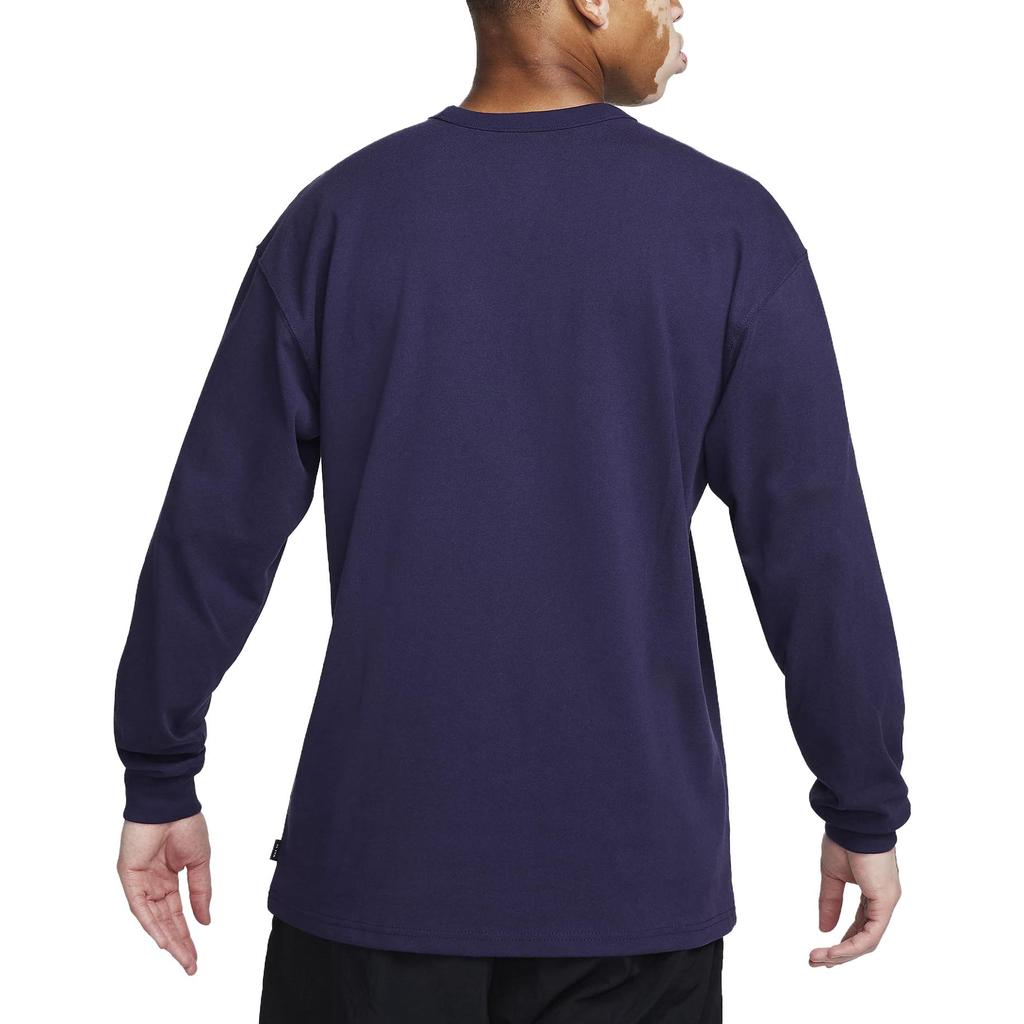 Nike Long-Sleeve Pocket T-Shirt Solid Color Crew Neck Fitted Men Tops Navy-Blue DR7929-555