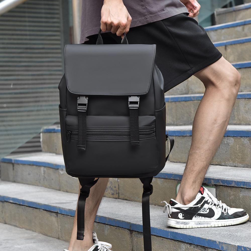 Schoolbag1011 New Solid Color Casual Backpack Business Commute Large Capacity Travel Computer Backpack Trendy Student Schoolbag