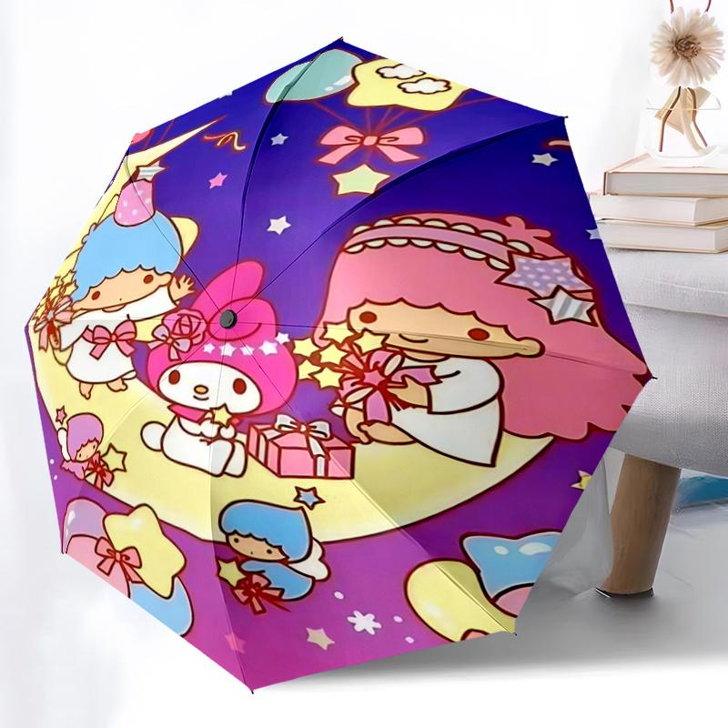 1pc My Melody & Little Twin Stars Festival Umbrella - Automatic Opening/Closing, Foldable Design, Outdoor Use, Gift for Fans, Travel, Daily Use.K072
