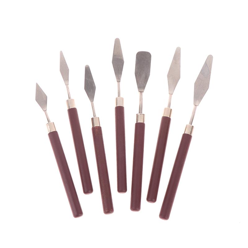 7Pcs Stainless Steel Oil Painting Knives Artist Crafts Spatula Palette Knife Mixing Knife Scraper Art Tools