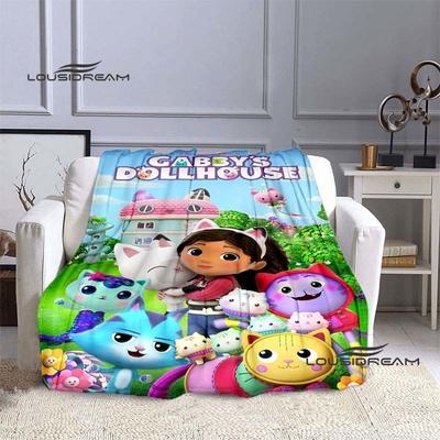 Roztomilá kreslená deka Gabby's Dollhouse Deka Kreativní flanel Fluffy Fleece Throw Deka Děti a dospělí Dárek Pohovka Cestování Kempování